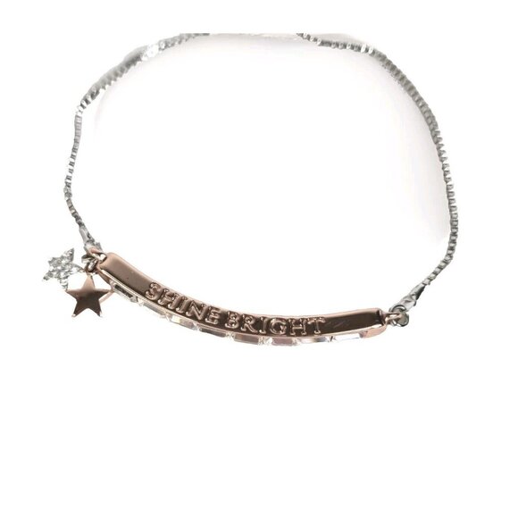 IBB CN "Shine Bright" Rose Gold & Silver Tone‎ Crystal Charm Bracelet Adjustable - Picture 2 of 5